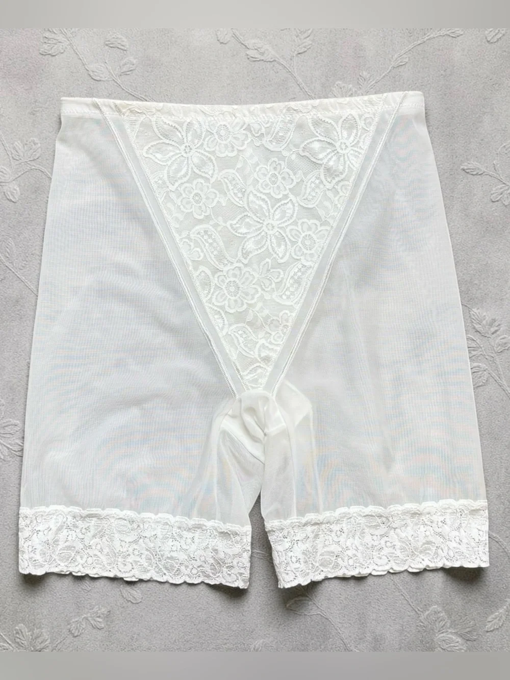 Bali Vintage Girdle Shorts Shapewear White Lace High Waist L Large XL 31/32